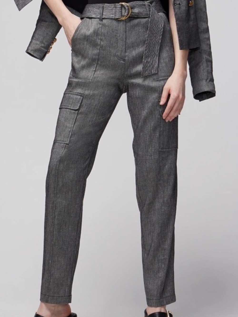 NEW! White House Black Market Gray Cargo Trousers w/Belt NWOT